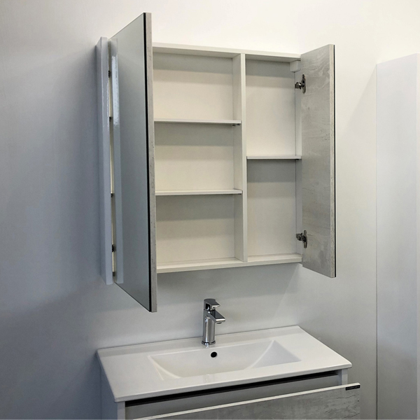 COMFORTY. Зеркало-шкаф Женева-75 дуб белый