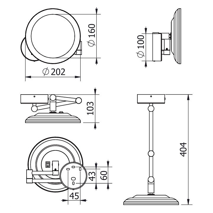 Косметическое зеркало подвесное KLUDI VELA R 58995N0W (брашированное золото)