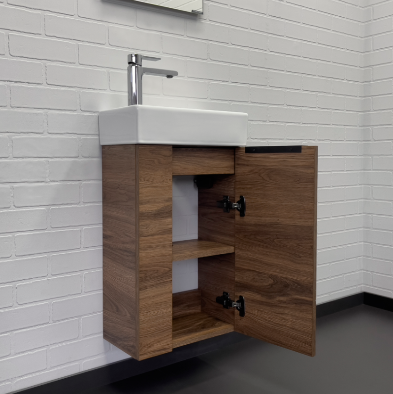 Тумба-умывальник Асти-40 дуб темно-коричневый с раковиной COMFORTY 9140