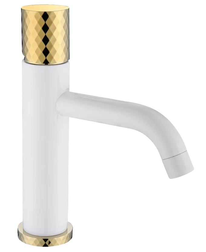 Смеситель для раковины Boheme Stick 121-WG white diamond gold