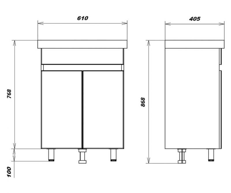 Тумба Квадро 60, б/ящ, белый 124.1-1.4.1.
