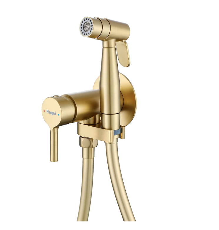 Смеситель с гигиеническим душем, сатин золотой R20.54.03 Raglo