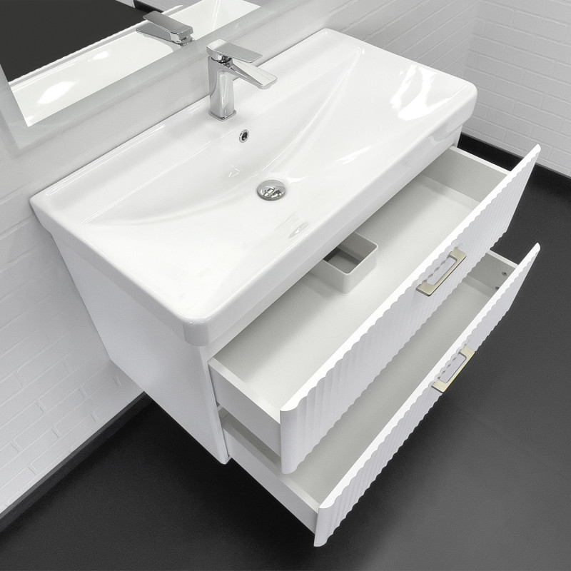 Тумба-умывальник Ангара-90П белый матовый c раковиной COMFORTY 4490