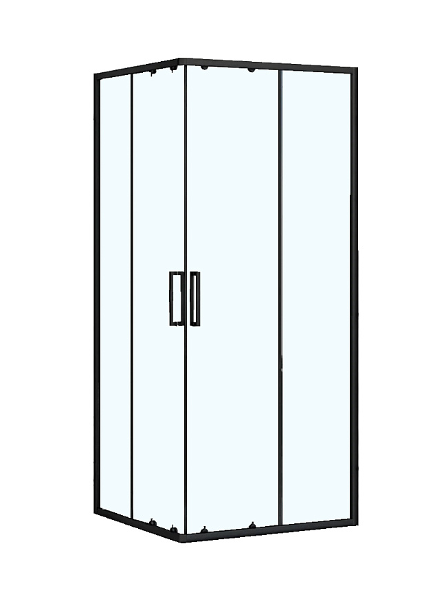 Душевое ограждение 90x90x190cm CS-21809-90B прозр зак стекло 5 мм, проф ЧЕРНЫЙ, без поддона (1 мест)