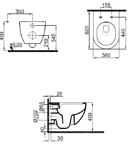 Унитаз подвесной ZERO 2,0 безободковый сиденье микролифт 310200100337+310200700043(7111863800)