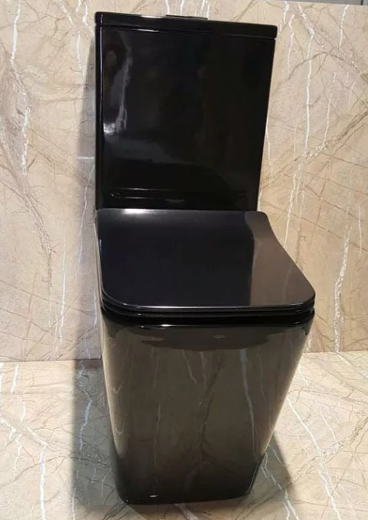 Унитаз напольный Ceramalux NS-2170-18 безободковый, 34х63,5х84 см с сиденьем микролифт, черный глянц