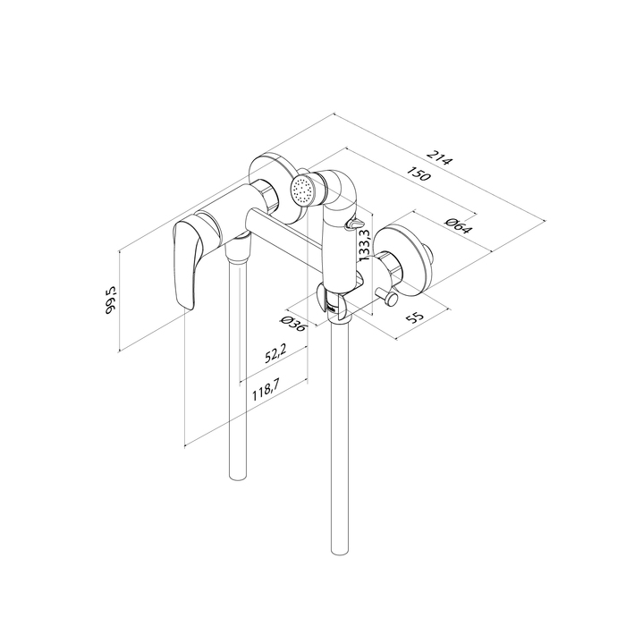Смеситель с гигиеническим душем, глянцевый хром, Ray, IDDIS, RAYSB00i08