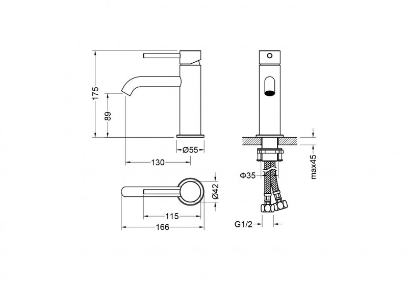 Смеситель для раковины 89, AQ1310MB ЕВРОПА, черный мат, AQUATEK