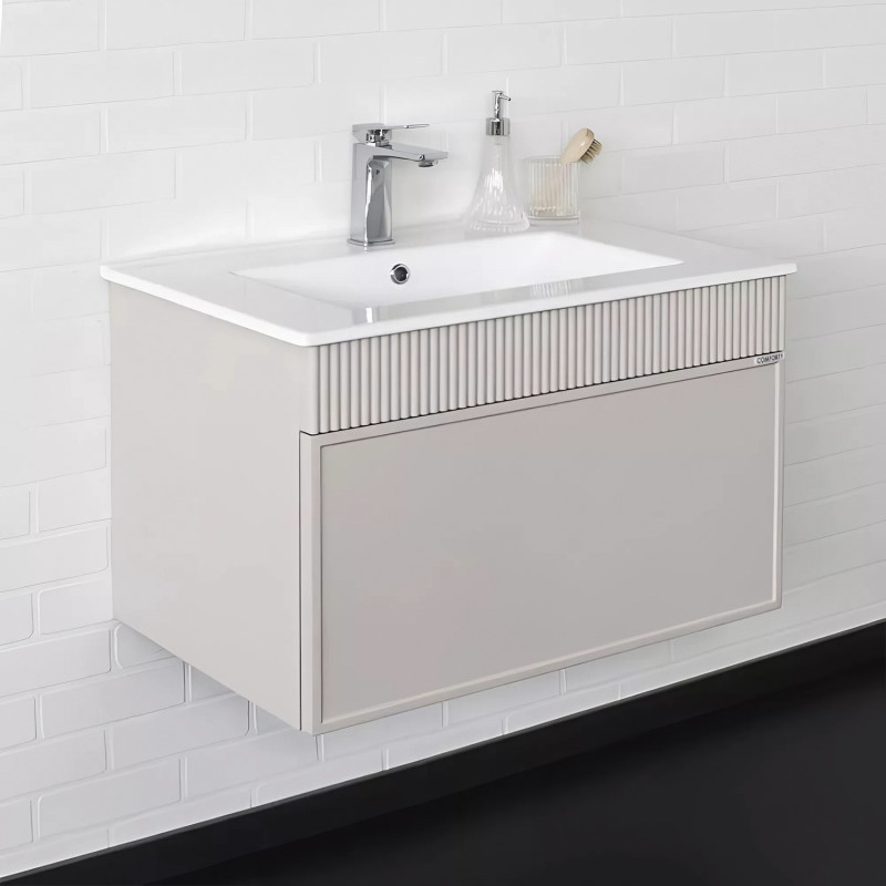 Тумба-умывальник Мадрид-70 серый шёлк с раковиной COMFORTY 70E