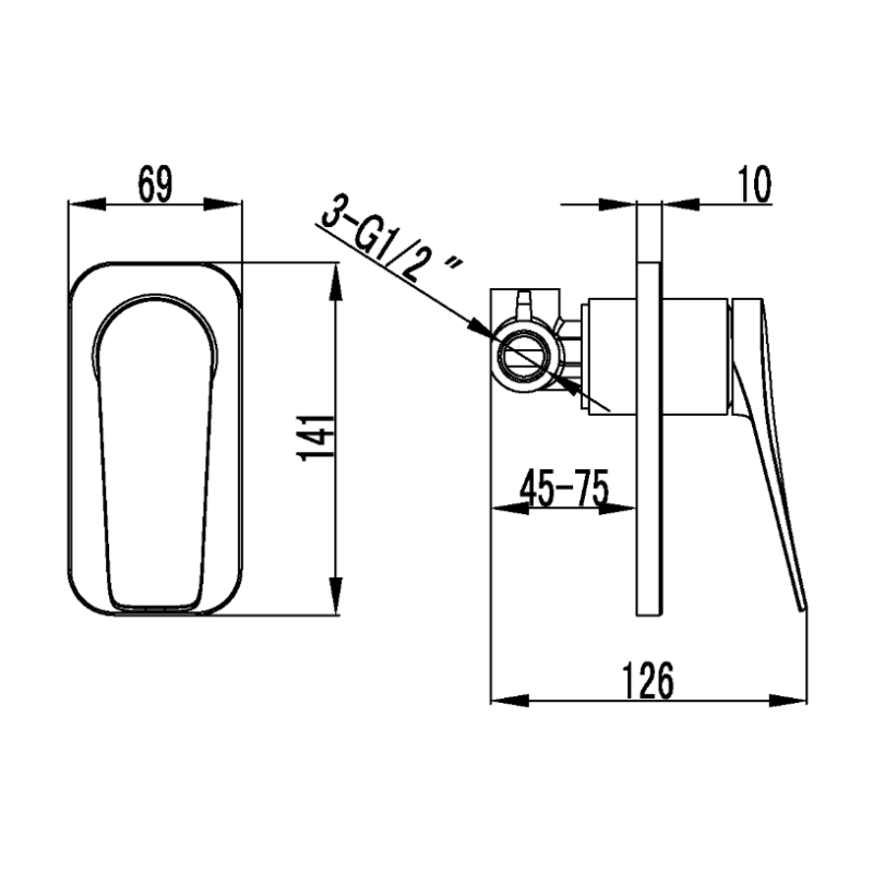 Смеситель для душа встраиваемый, без аксесс., LM3723GM Bronx графит LEMARK