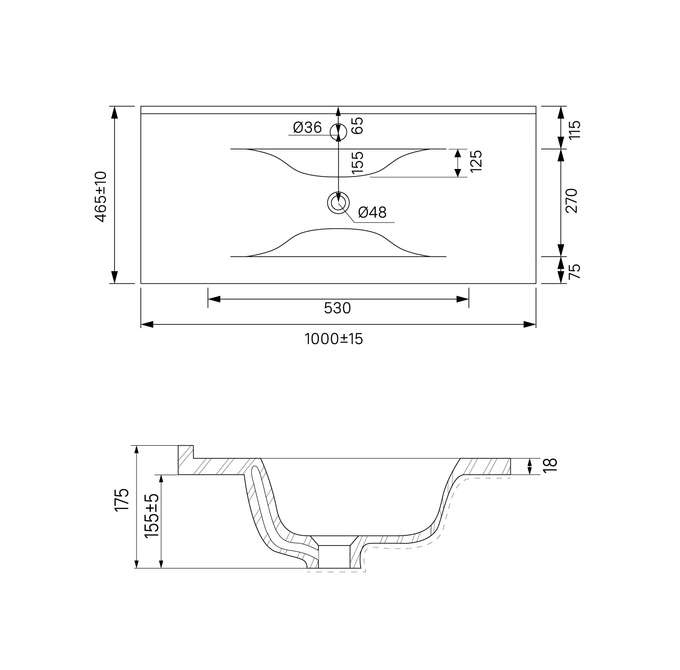 Тумба с умывальником, напольная, 100 см, белая, Cloud, IDDIS, CLO10WFi95K