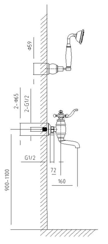 Смеситель для ванны с душем Timo Lina 7034/02Y antique