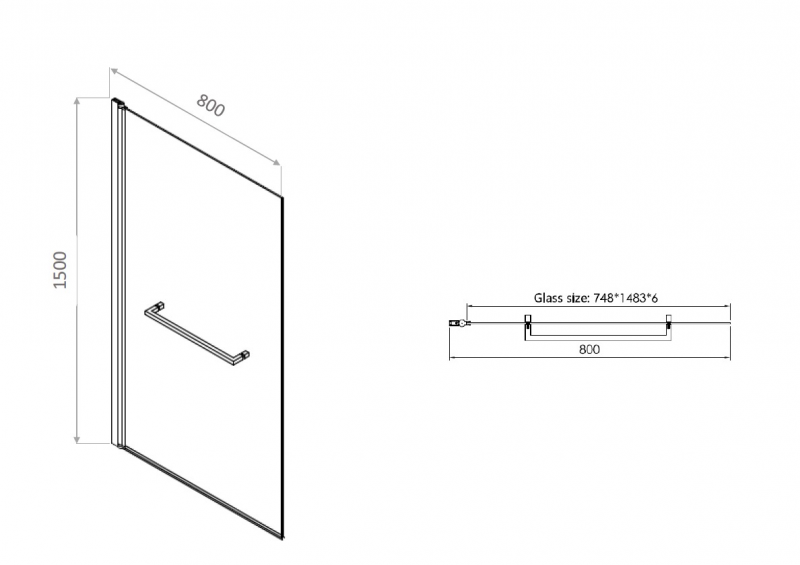 Шторка на борт 3.31022.BBA PRIORITY, 800мм H=1500мм стекло Optiwhite,Easyclean,черн.браш.ал (274703)