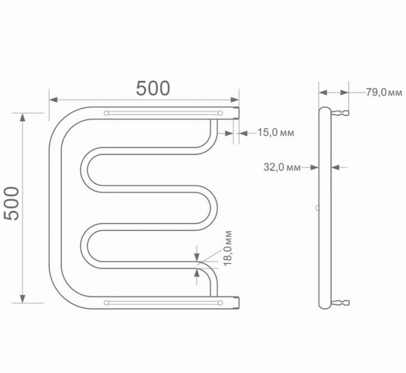 Полотенцесушитель MIXLINE ПМ1 50Х50 1 SIMPLE PM1 (без крепления)