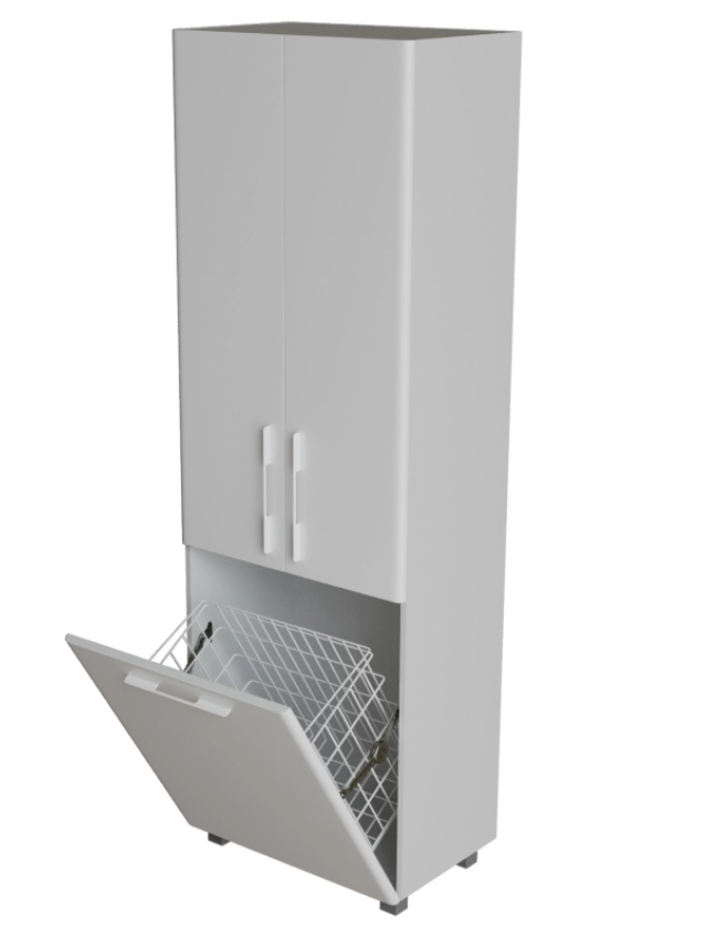 Пенал Спутник-60 белый с бельевой корзиной (600*1900*335) (ПВХ)