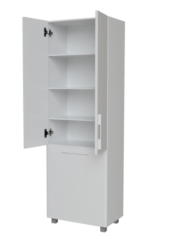 Пенал Спутник-60 белый с бельевой корзиной (600*1900*335) (ПВХ)