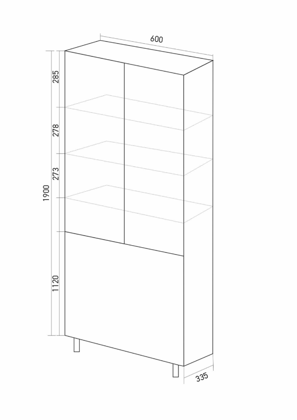 Пенал Спутник-60 белый с бельевой корзиной (600*1900*335) (ПВХ)