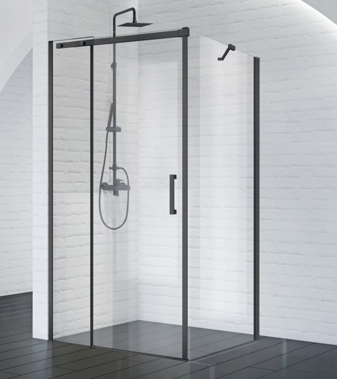 Душевой уголок BelBagno ACQUA-AH-1-120/90-C-NERO(ACQUA-90-FIX-C-NERO+ACQUA-BF-1-120-C-NERO)