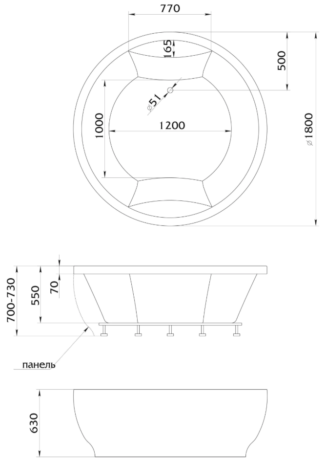 Акриловая ванна ОМЕГА НЬЮ/OMEGA NEW 1800х1800 МГ 01омн1818
