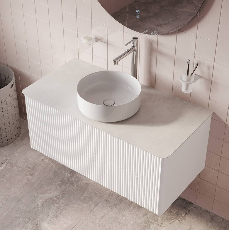 Столешница, керамогранит, 100 см, cветло-серый бетон, Оптима Хоум (Optima Home), IDDIS, OPH10W0i89