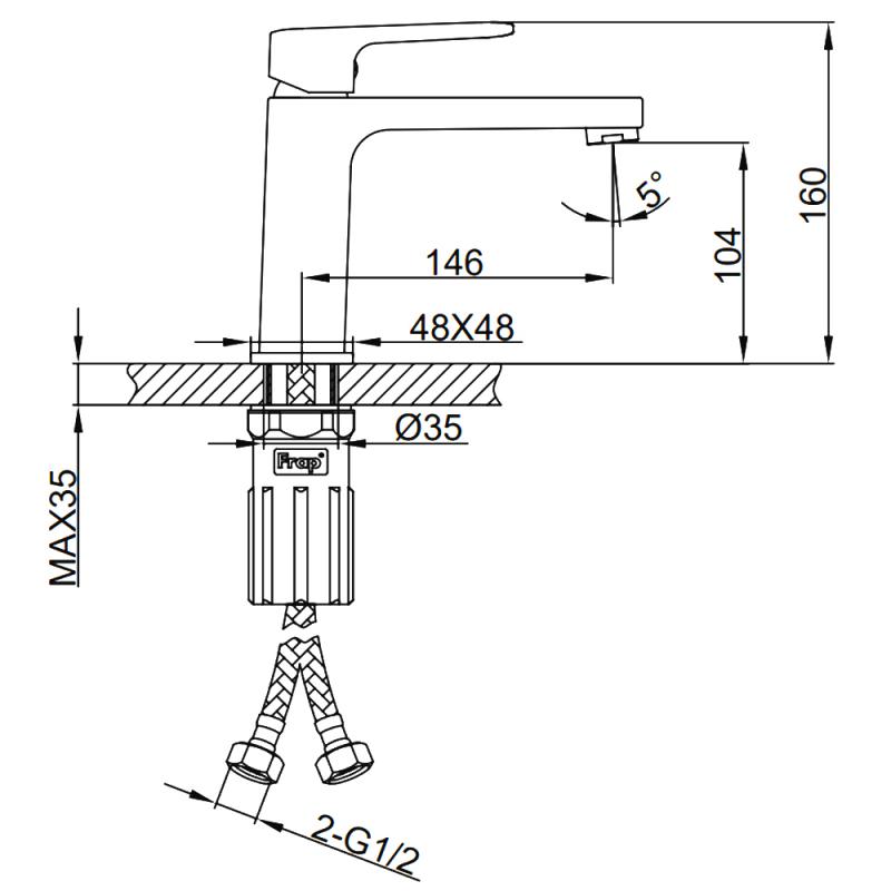 Смеситель для раковины Frap H89 F1089-3