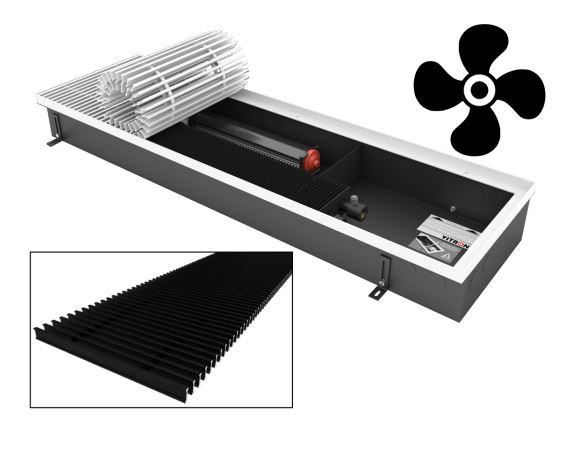 Конвектор внутрипольный водяной Vitron ВКВ.90.200.2400.2ТГ.24.РП(О/Р).ААЧ в коробе из оцинк ст