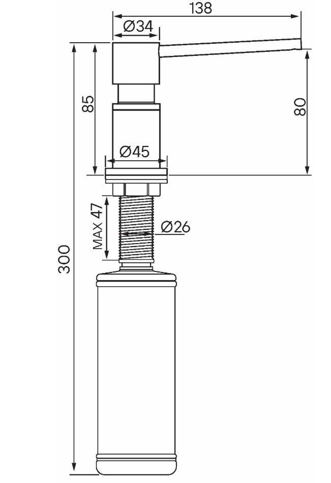Дозатор для жидкого мыла KRAFT, D003-BS брашированная сталь (D003-NI никель) PAULMARK