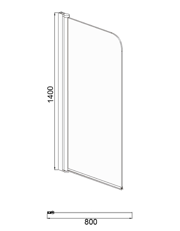 Шторка душевая, стекло прозр, 6 мм. Easy Clean проф ХРОМ,MERRIT AZ-NF6211 800*1400 мм