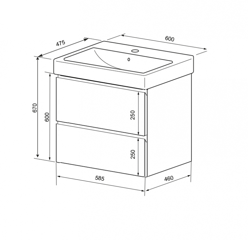 Тумба Мила 60 подвесная с раковиной Monte 60 CS00080140