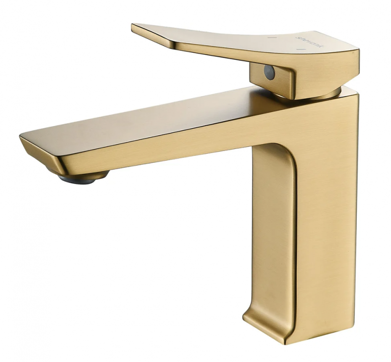 Cмеситель для раковины, золотой сатин S4401G "SHEVANIK"