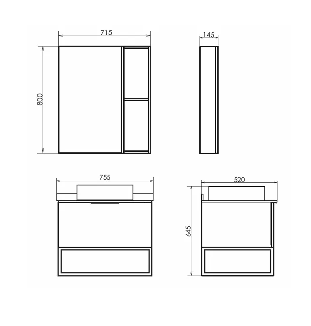 Тумба Порто-75 дуб тёмно-коричневый под раковину Comforty 9110